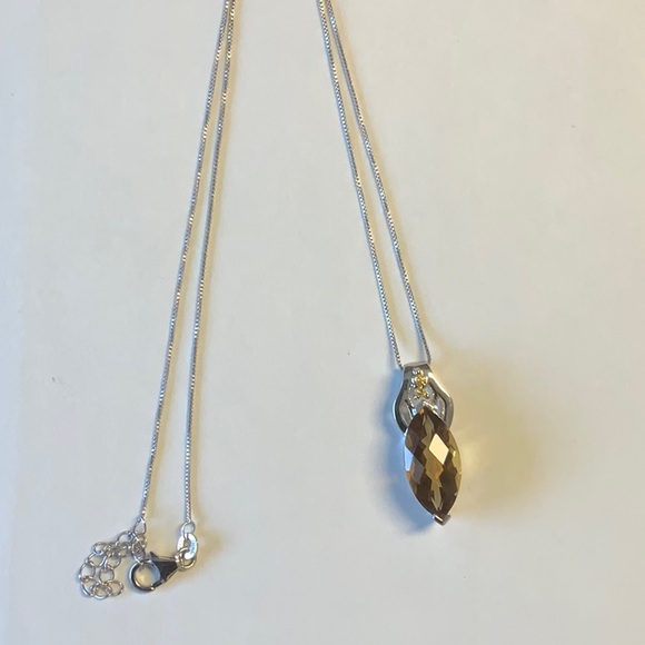 Orange Madeira Citrine Rhodium over Sterling Silver pendant - Picture 4 of 4